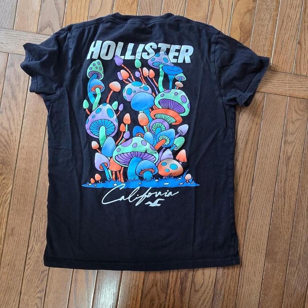 Hollister California graphic t-shirt multicolored mushroom back print mens XS